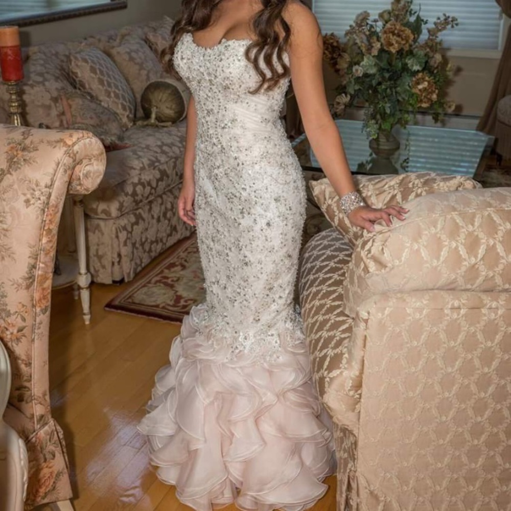 Blush sequin mermaid prom dress